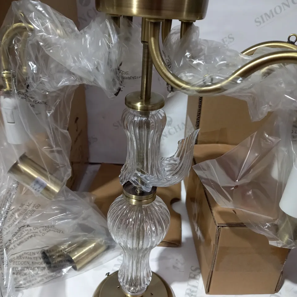 ALESSANDRA FLUSH ANTIQUE BRASS EFFECT CRYSTAL CHANDELIER RRP £90