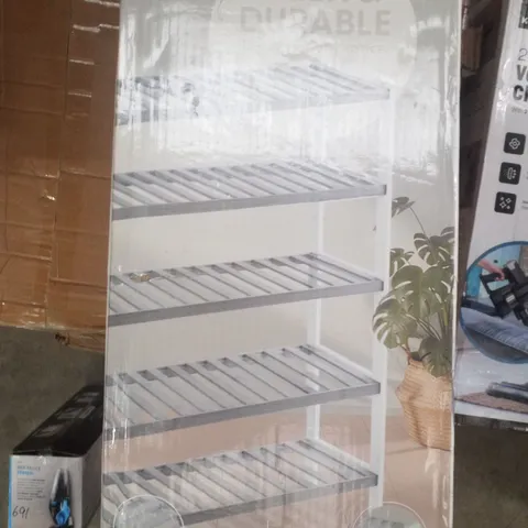BOXED KEPLIN 5 TIER BAMBOO SHOE RACK - GREY & WHITE