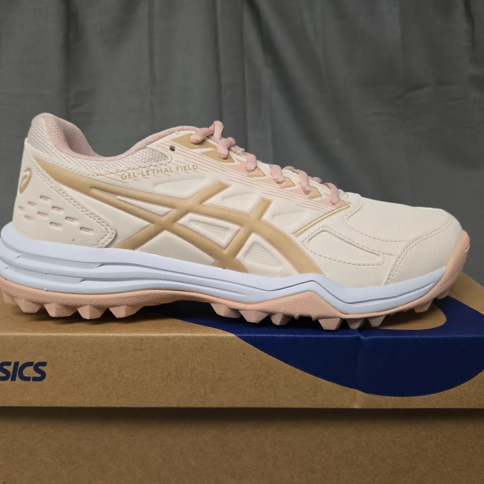 BOXED ASICS GEL-LETHAL FIELD WOMENS ROSE DUST TRAINERS - UK 6 1/2