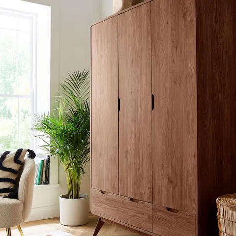 OSLO 3 DOOR 2 DRAWER WARDROBE IX662 WALNUT 1733 X 637 X 94MM BOXED