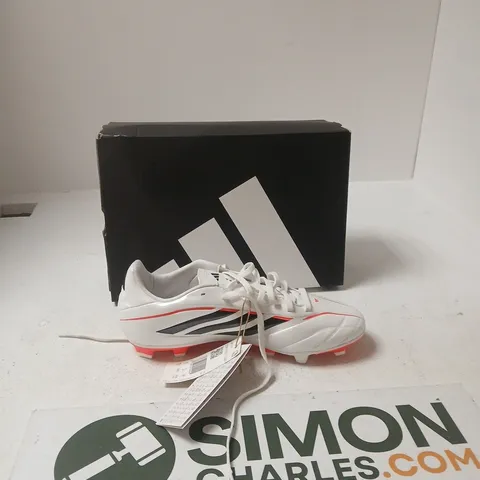 ADIDAS COPA PURE IV CLUB FG/MG JUNIOR FOOTBALL BOOTS – WHITE/BLACK/RED - UK 5