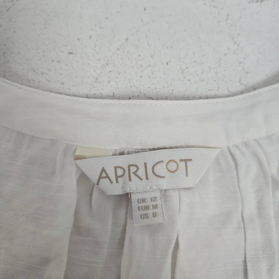APRICOT WHITE EMBROIDERED BLOUSE, UK 12
