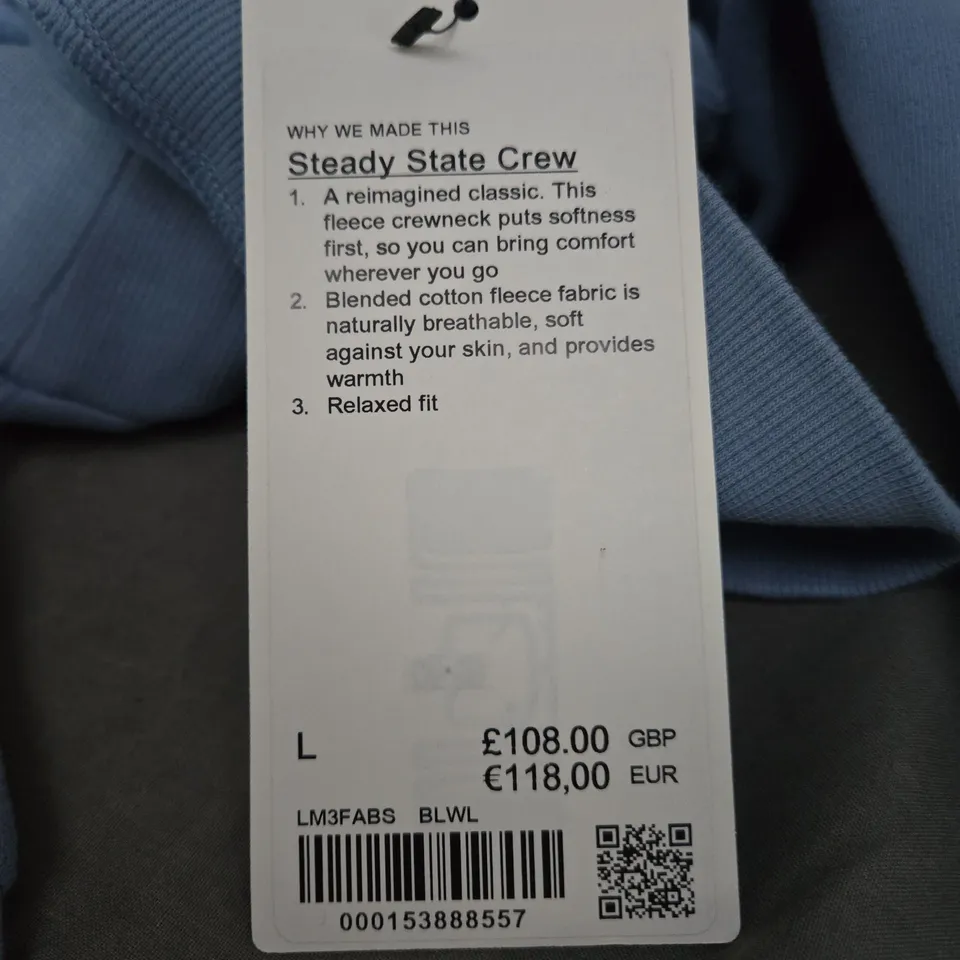 LULULEMON STEADY STATE CREW SIZE LARGE 