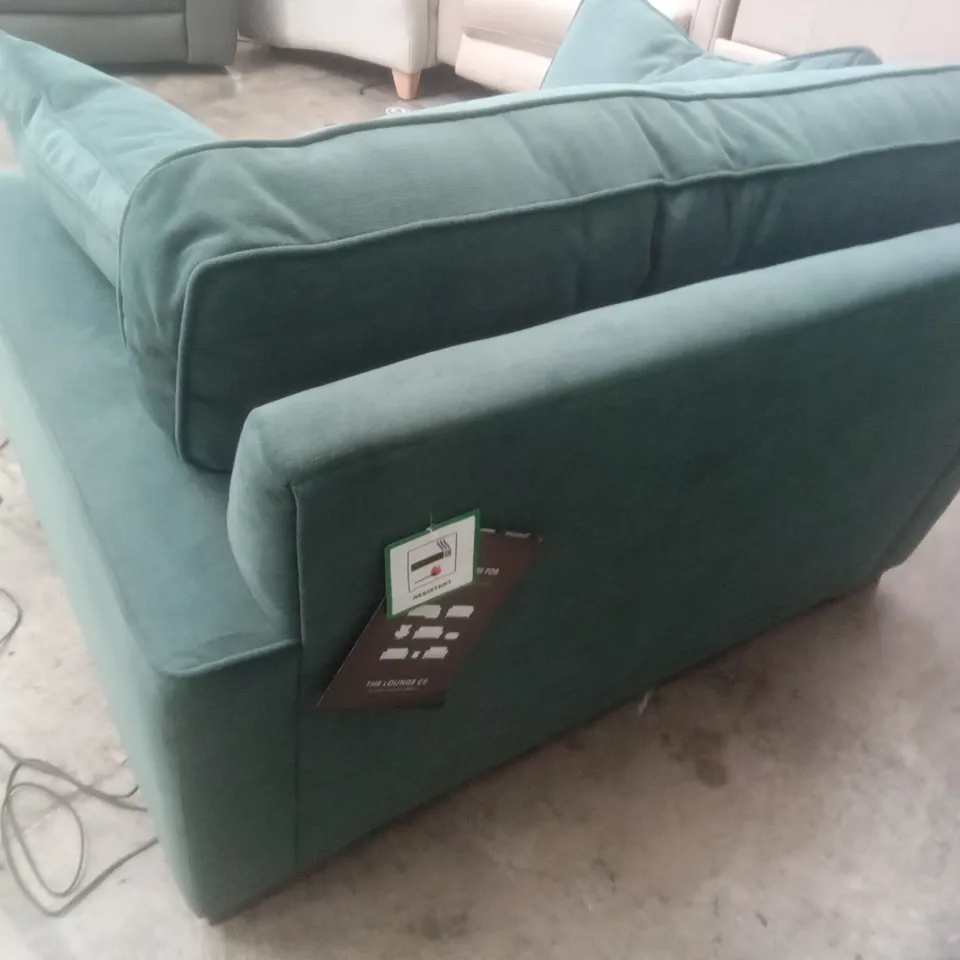 DESIGNER THE LOUNGE COMPANY MADE ARMCHAIR - TEAL/GREEN FABRIC 