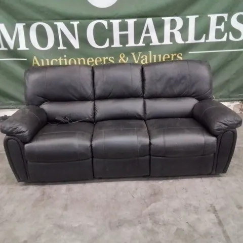 QUALITY DESIGNER FAUX LEATHER BLACK 3 SEATER ELECTRIC RECLINING SOFA 