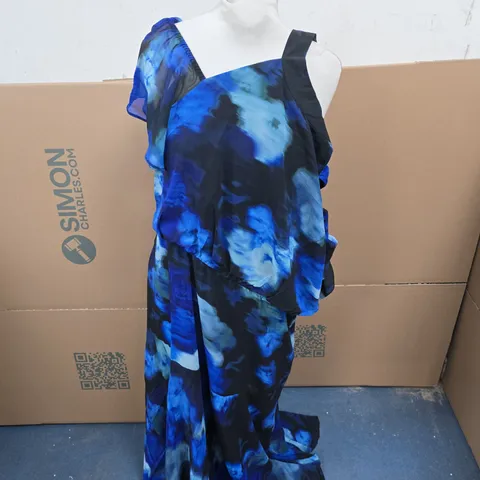 KALEIDOSCOPE WOMEN'S MAXI DRESS – BLUE ABSTRACT PRINT, UK 22 (EU 50)