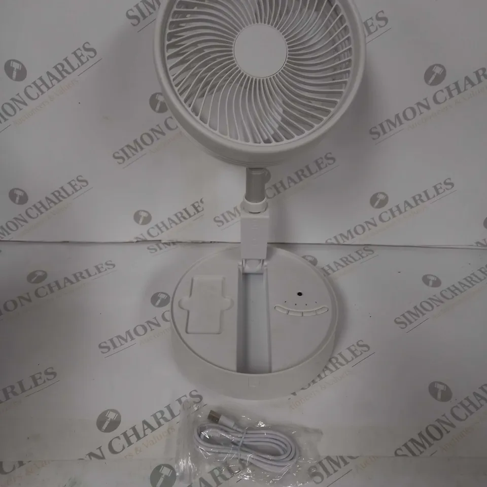 BELL & HOWELL OSCILLATING FOLDING RECHARGEABLE FAN, WHITE