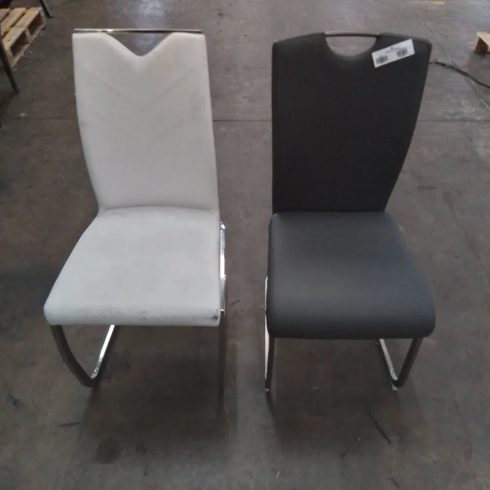 2 X ASSORTED MODERN DINING CHAIRS IN PU FAUX LEATHER EFFECT - COLOURS VARY