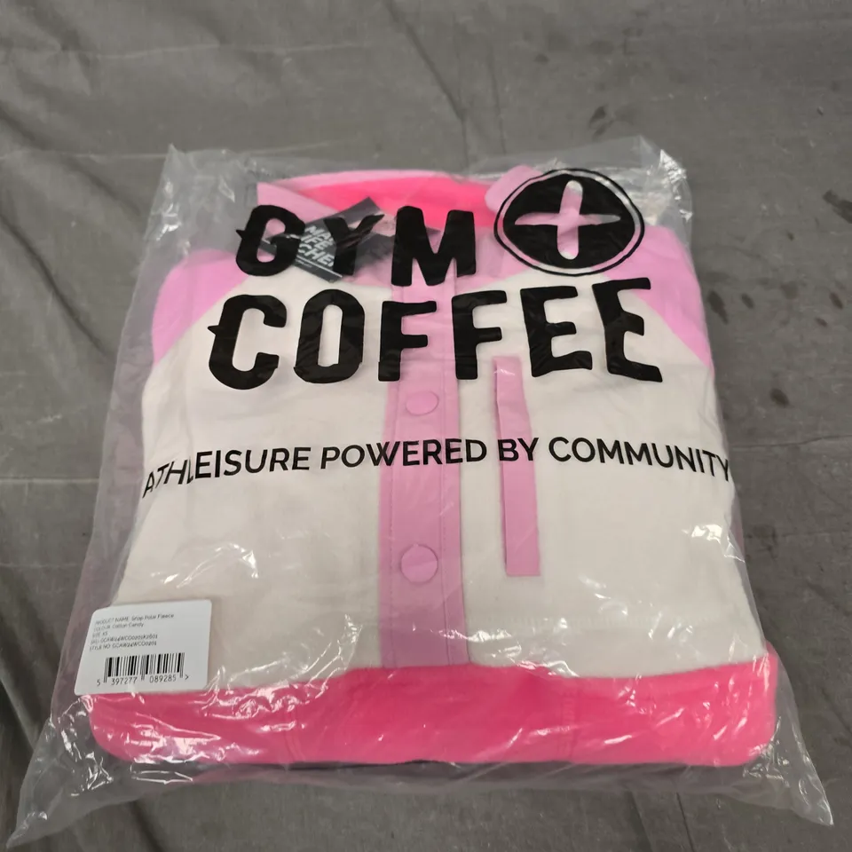GYM + COFFEE SNAP POLAR FLEECE – COTTON CANDY, XS (WOMEN’S)