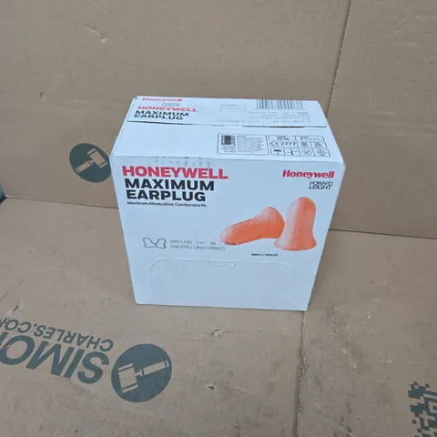 BOXED HONEYWELL HOWARD LEIGHT 3301161 SINGLE USE UNCORDED EARPLUGS MAX HEARING PROTECTION (200 PAIRS)