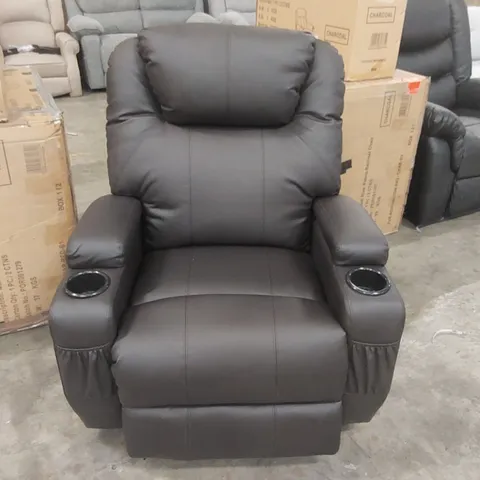 QUALITY DESIGNER FAUX LEATHER ARMCHAIR WITH CUPHOLDERS 