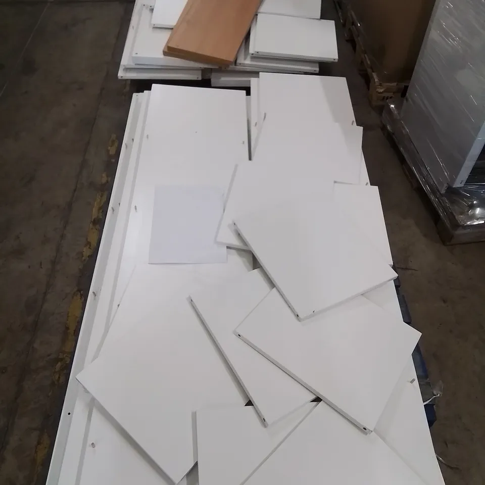 TWO PALLETS OF IKEA KALLAX WHITE FLAT PACK FURNITURE PARTS