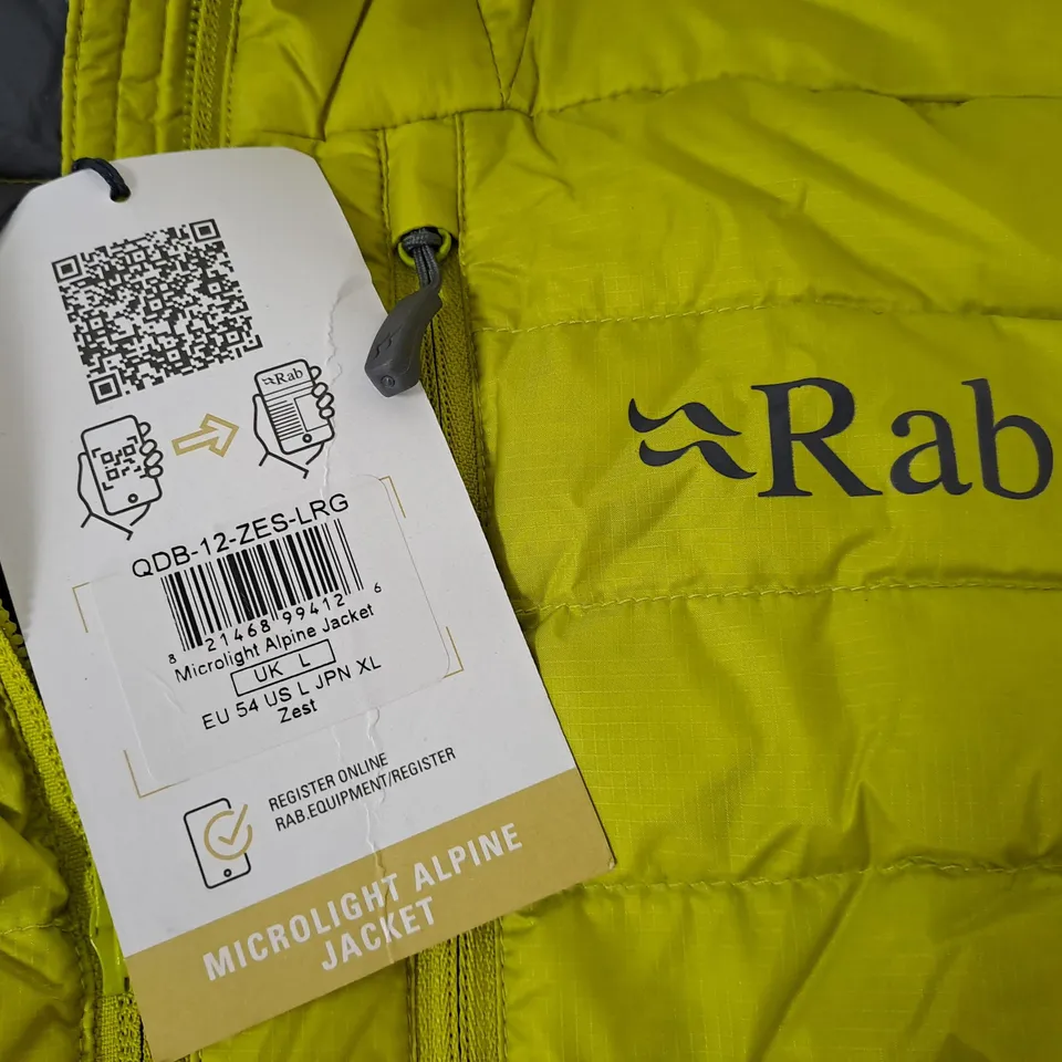 RAB MICROLIGHT ALPINE JACKET IN ZEST - UK L