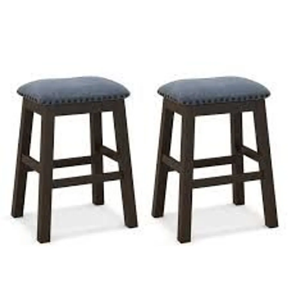 BOXED COSTWAY BROWN PADDED BAR STOOL SET OF 2