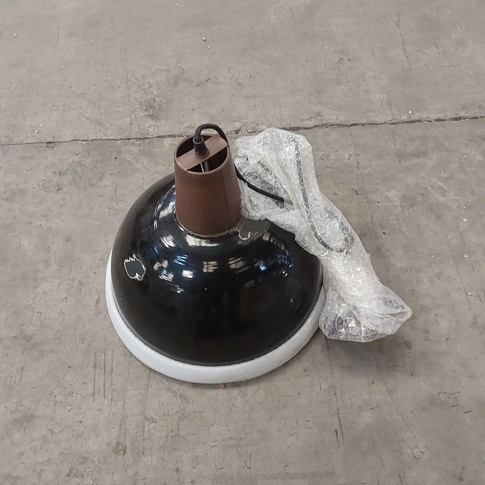 BOXED CG SPARKS BRISTOL WHEELER PENDANT LIGHT IN BLACK/COPPER WITH DISTRESS FINISH