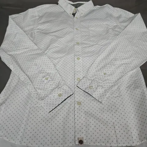 PRETTY GREENMEN'S WHITE DOTTED SHIRT - SIZE L