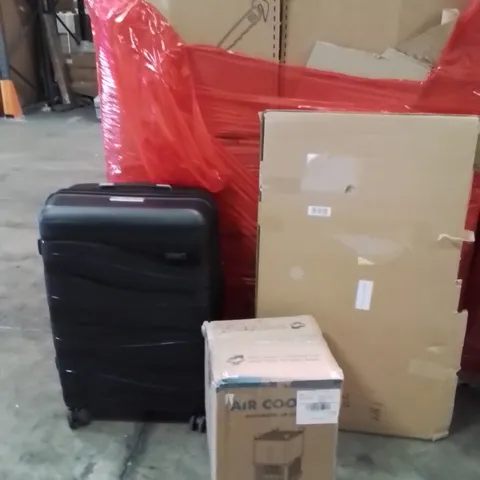 PALLET OF ASSORTED HOUSEHOLD GOODS AND PRODUCTS TO INCLUDE;SUITCASE,AIR COOLER,CLOTHES AIRER