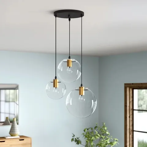 BOXED NOVA LUCE 3-LIGHT CLUSTER CEILING PENDANT, BLACK
