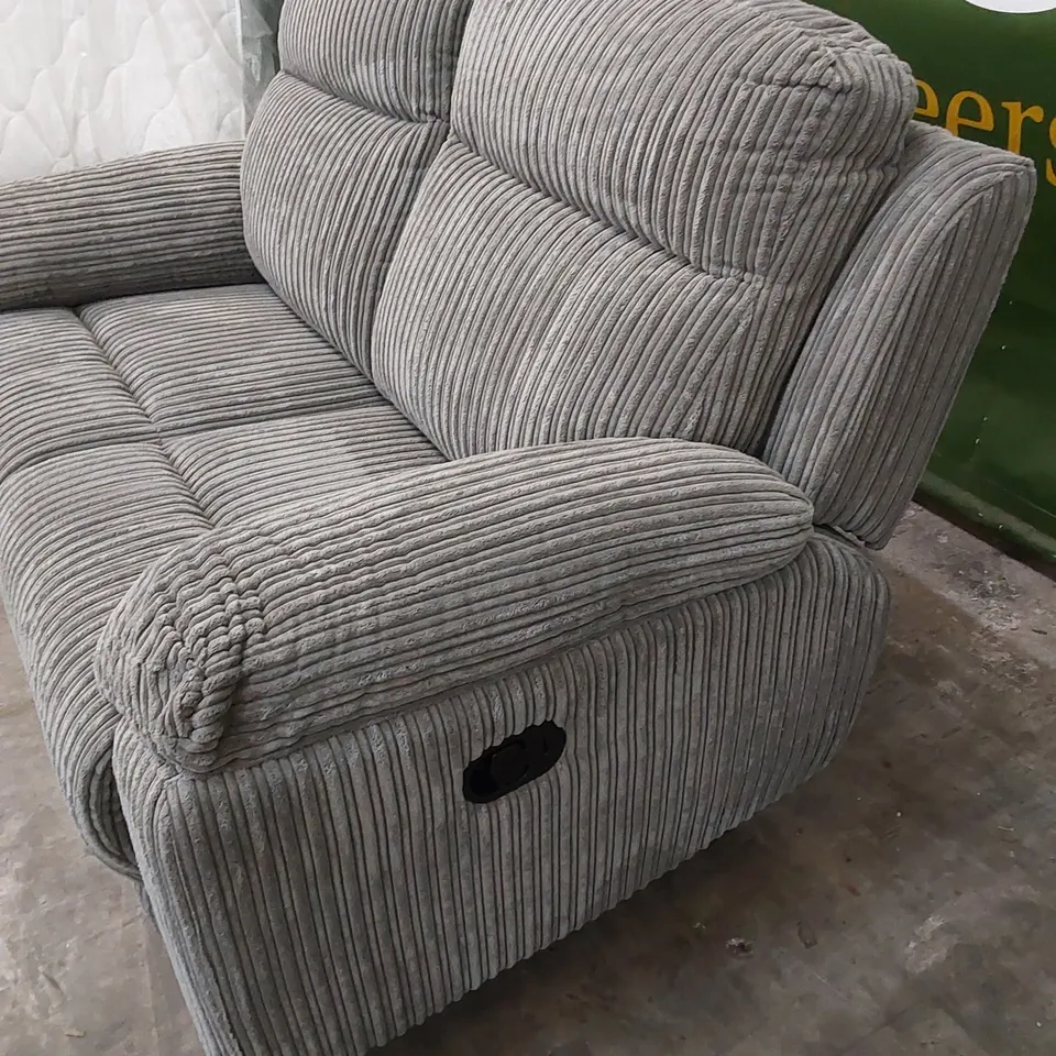 QUALITY DESIGNER BARON 2 SEATER MANUAL RECLINER FABRIC UPHOLSTERED SOFA - GREY