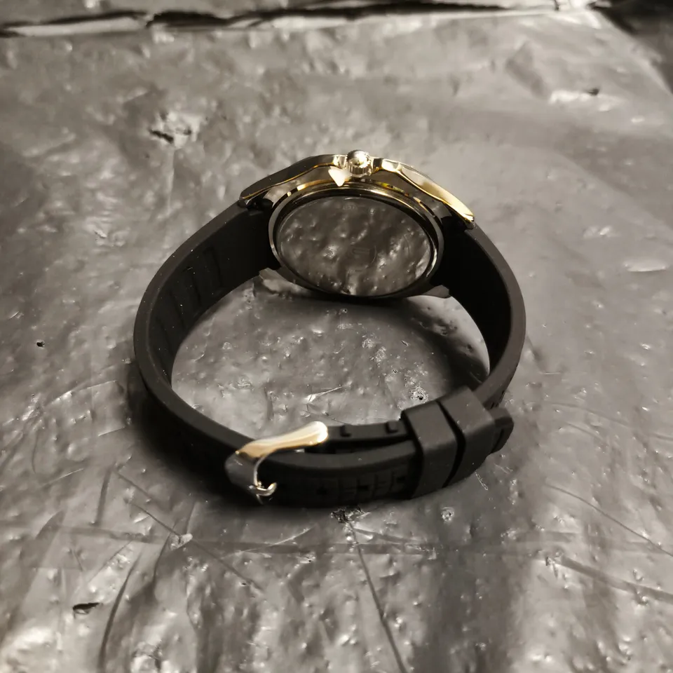 MENS LOUIS LACOMBE BLACK RUBBER STRAP GREEN DIAL WATCH