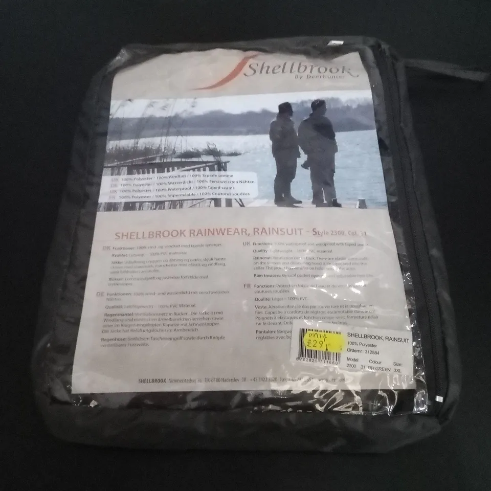 BAGGED SHELLBROOK BY DEERHUNTER GREEN RAINWEAR RAINSUIT - 3XL