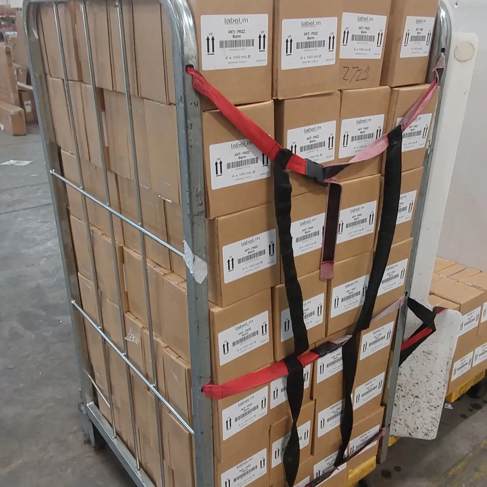 CAGE TO CONTAIN APPROX 220 X BOXES OF LABEL.M ANTI-FRIZZ HAIR BALM - 6 X 150ml PER BOX // CAGE NOT INCLUDED 