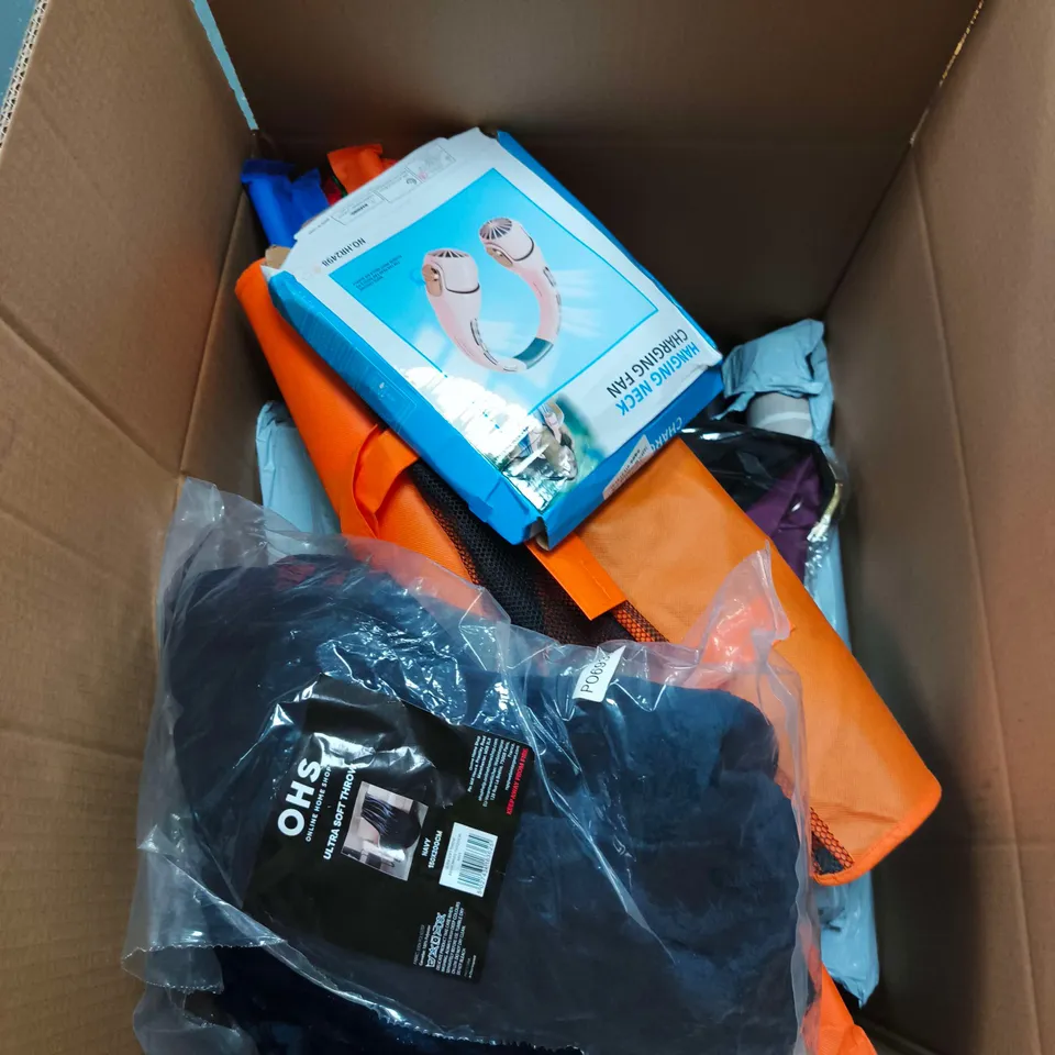 BOX OF APPROXIMATELY 12 ASSORTED HOUSEHOLD ITEMS INCLUDING PRINT CARTRIDGE BLACK AND FITTED SHEET