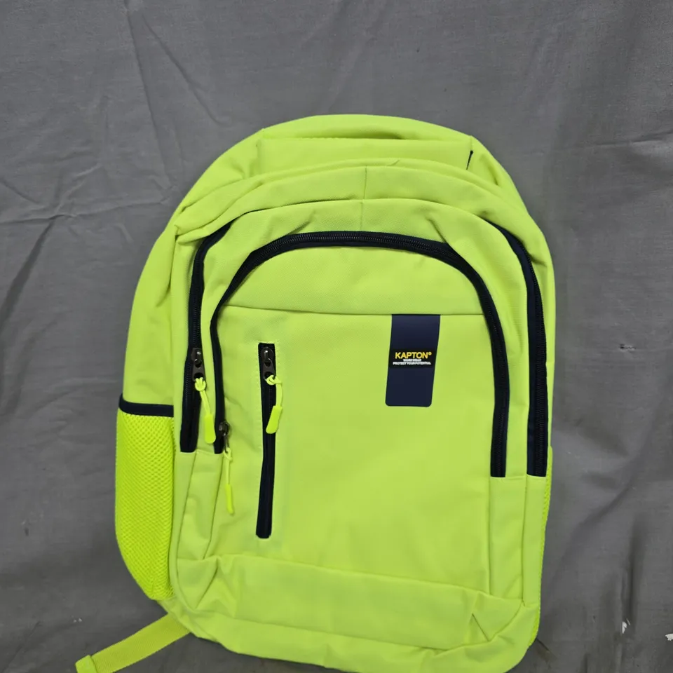 KAPTON NEON LIME BACKPACK WITH BLACK ZIPS