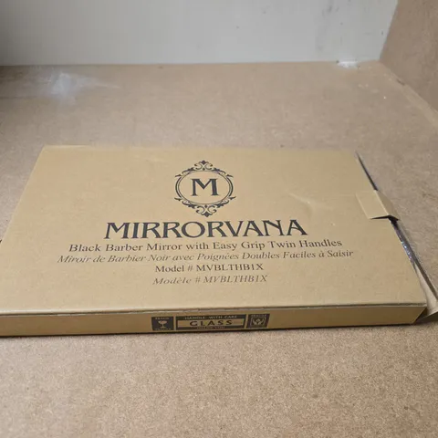 MIRRORVANA BLACK BARBER MIRROR WITH EASY GRIP TWIN HANDLES – BOXED