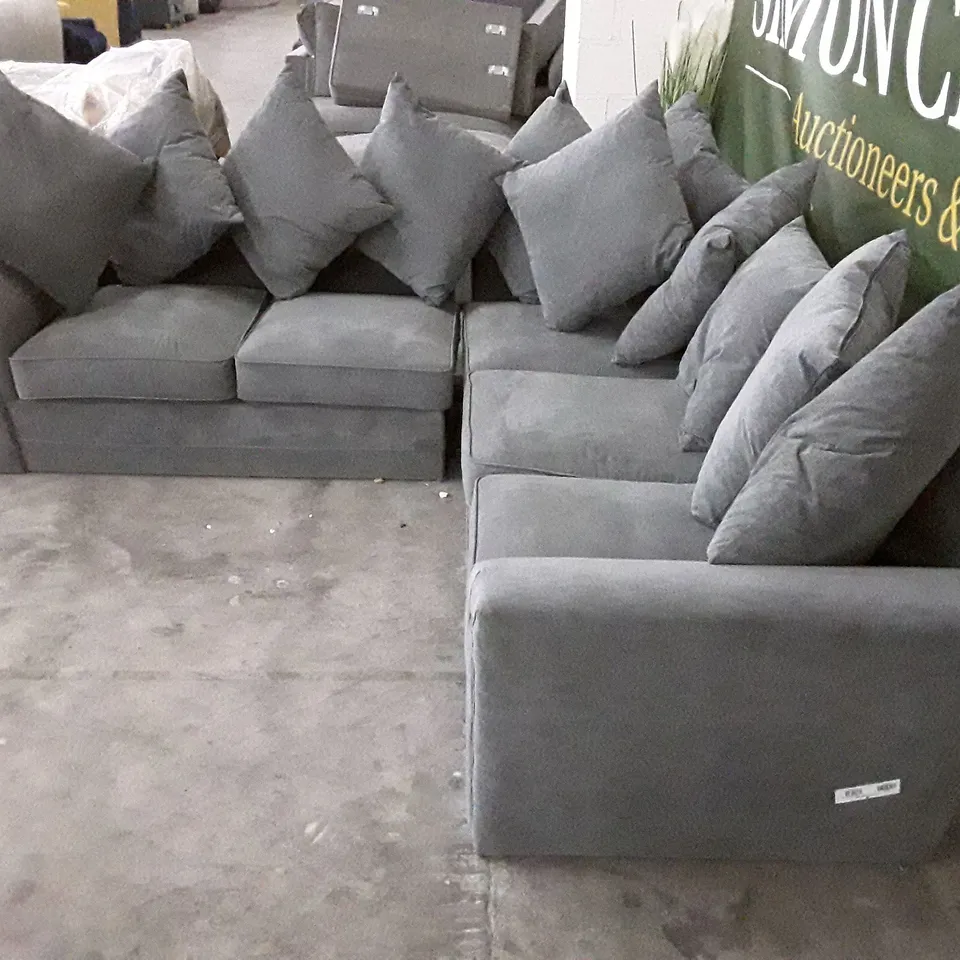 L-SHAPED SOFA - GREY FABRIC (3 PIECES)