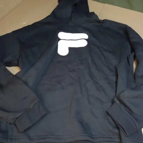 FILA EMBROIDED LOGO CROP HOODIE - BLACK - 2XL