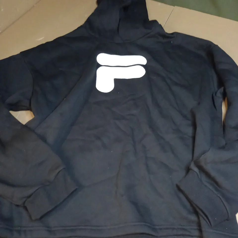 FILA EMBROIDED LOGO CROP HOODIE - BLACK - 2XL