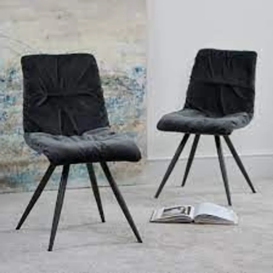 BOXED PAIR OF ARANA DARK GREY VELVET CHAIRS (1 BOX) RRP £169.99