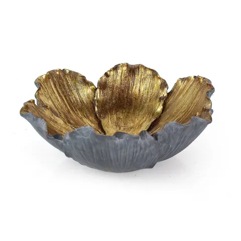 OTTERSBROOK 20CM BLUE FLOWER BOWL WITH GOLD LEAF