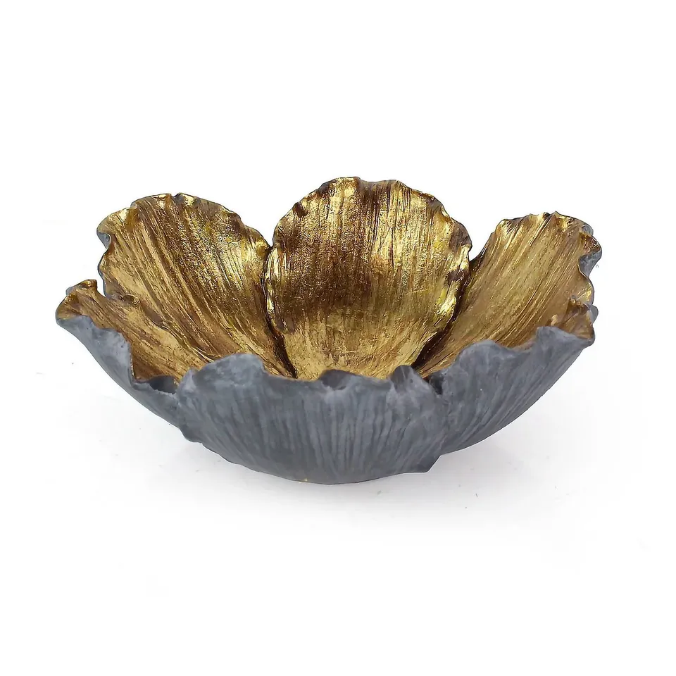 OTTERSBROOK 20CM BLUE FLOWER BOWL WITH GOLD LEAF