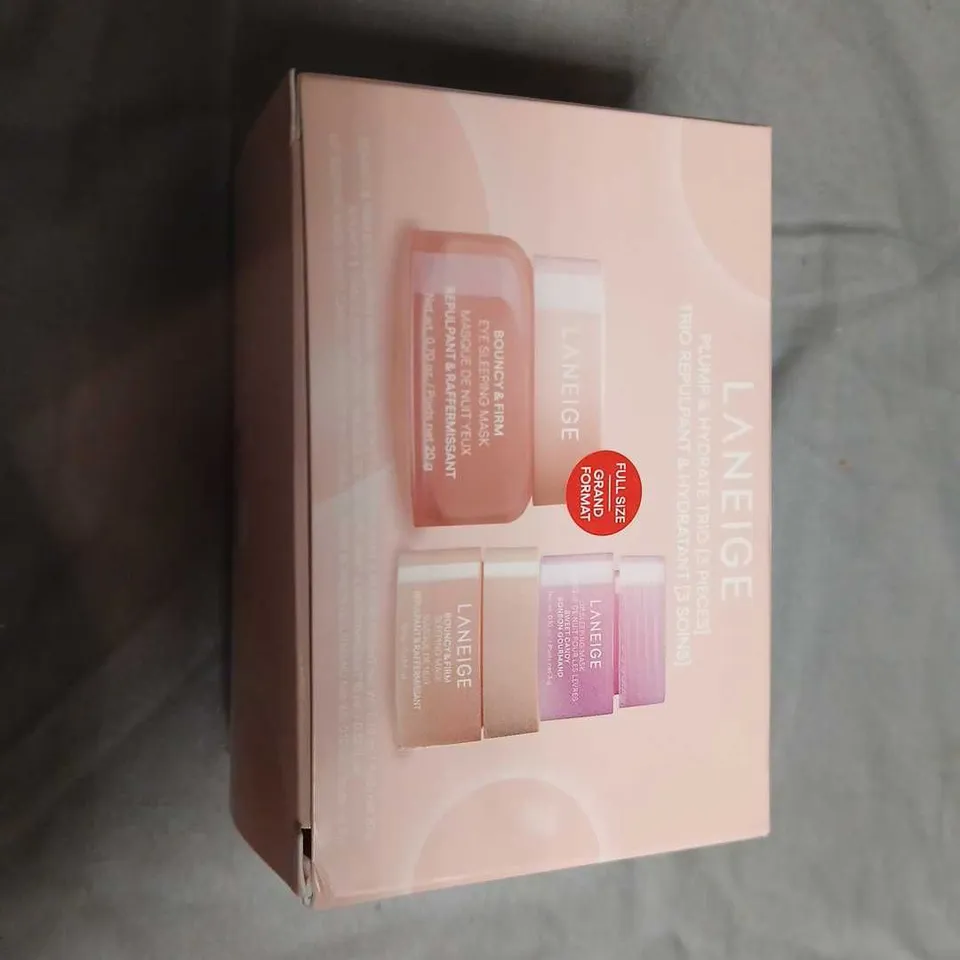 LANEIGE LIP SLEEPING MASK + BOUNCY & FIRM EYE SLEEPING MASK – BOXED SKINCARE SET