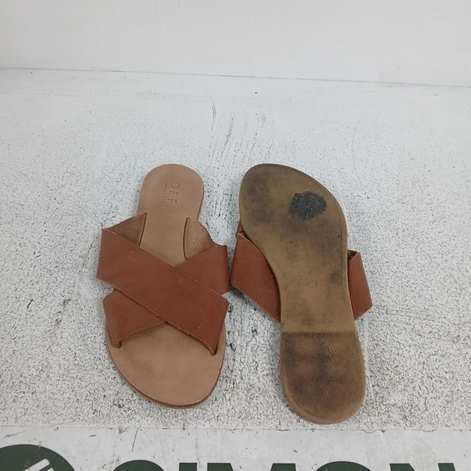 OFFICE BROWN LEATHER CROSS-STRAP SANDALS – WOMEN'S