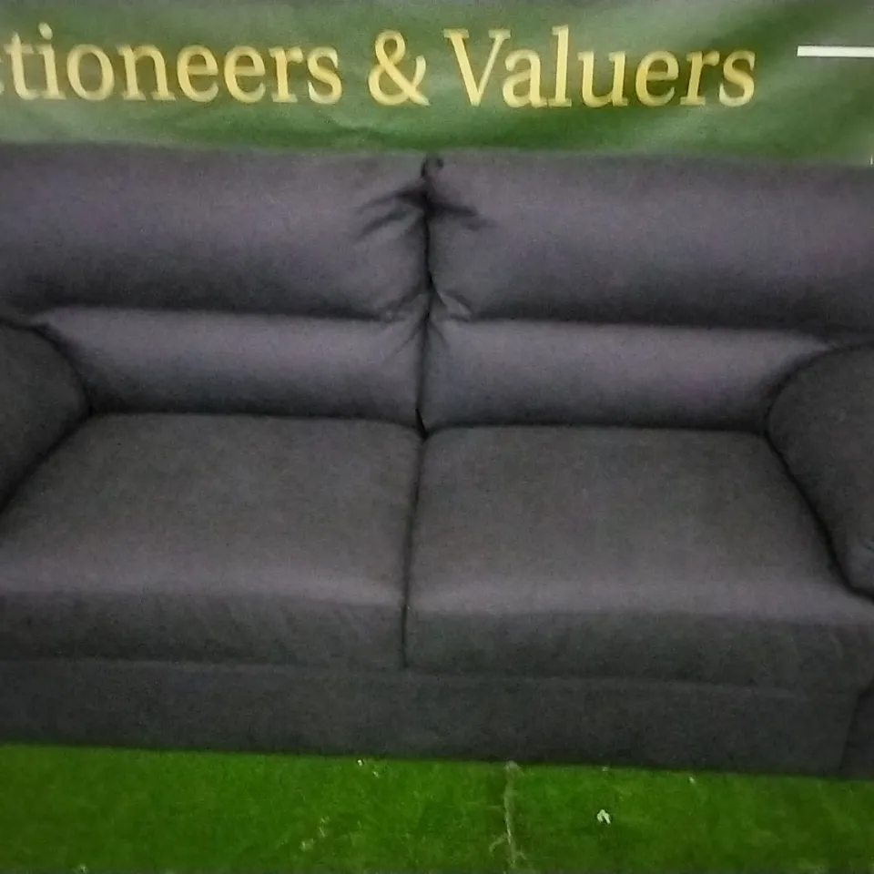 DESIGNER DANIELLE BLACK FAUX LEATHER THREE SEATER SOFA