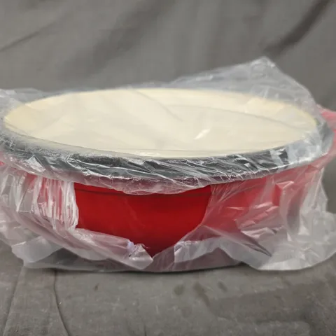 BOXED SUNNEX 24CM CAST IRON OVAL CASSEROLE DISH IN RED