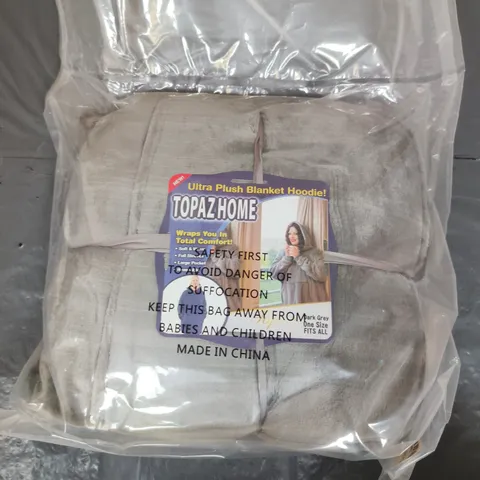 TOPAZ HOME ULTRA PLUSH BLANKET HOODIE IN DARK GREY