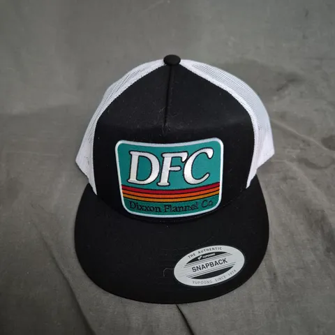 DIXON FLANNEL CO. DFC TRUCKER CAP - BLACK BRIM, WHITE MESH BACK - ONE SIZE