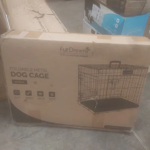 BOXED FUR DREAMS 24" FOLDABLE METAL DOG CAGE