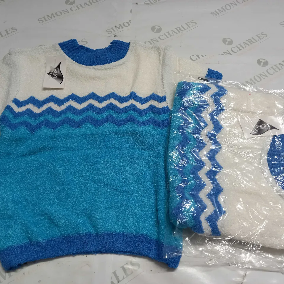 LOT OF 10 TARATATA BLUE/WHITE LYCRA JUMPERS - SIZE UNSPECIFIED