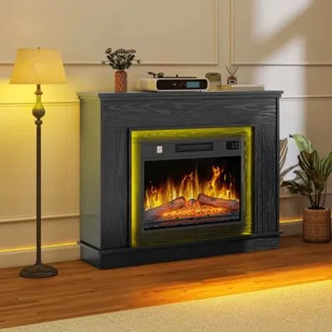 BOXED BLACK ELECTRIC FIREPLACE WITH HEATER & 39" SURROUND