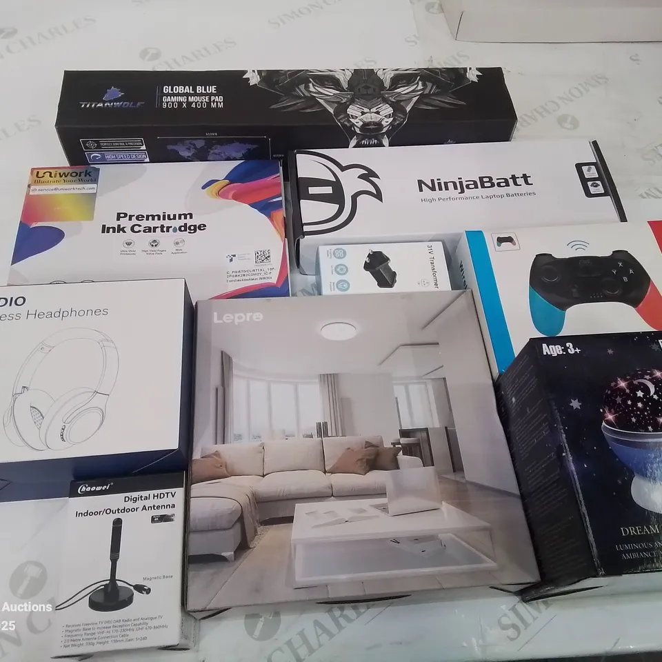 BOX CONTAINING LARGE AMOUNT OF MIXED BOXED ELECTRONIC ITEMS PHONE ACCESSORIES ETC.