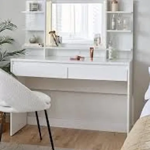 BOXED LAYTON GLOSS LIT DRESSING TABLE WITH MIRROR - WHITE (1 BOX)