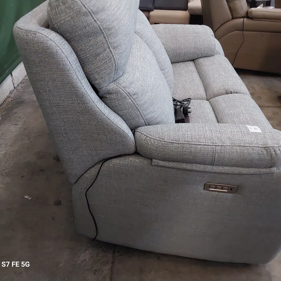 QUALITY BRITISH DESIGNER G PLAN KINGSBURY POWER RECLINING TWO SEATER SOFA LIMA DUCK EGG FABRIC 