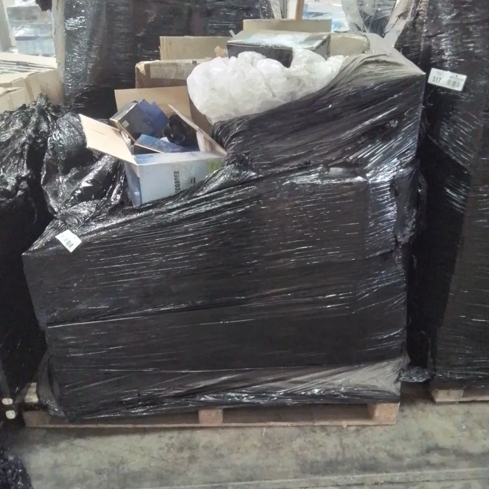 PALLET OF VARIOUS ELECTRICAL AND PLUMBING PARTS AND FITTINGS TO INCLUDE: CCTV CAMERAS, SIGNAGE, UHF MINI RF MODULATOR ETC.