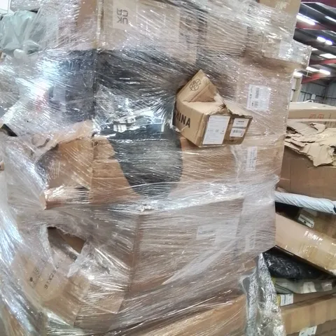 PALLET CONTAINING VARIOUS ASSORTED BOXED HOUSEHOLD RETURNS/ELECTRICAL/GARDEN ITEMS TO INCLUDE: JUICERS, ORGANISER STORAGE BOX, ARTIFICIAL PLANTS, ETC 