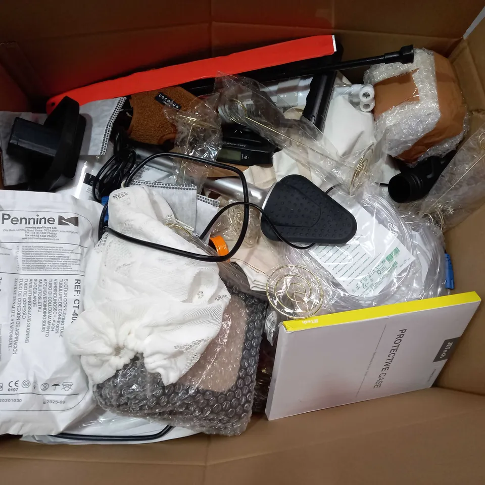 BOX OF APPROX 25 ASSORTED ITEMS TO INCLUDE - JETECH PROTECTIVE GALAXY TAB A7 CASE - TED BAKER MAKEUP BAG - HONEYWELL A1700I ECT